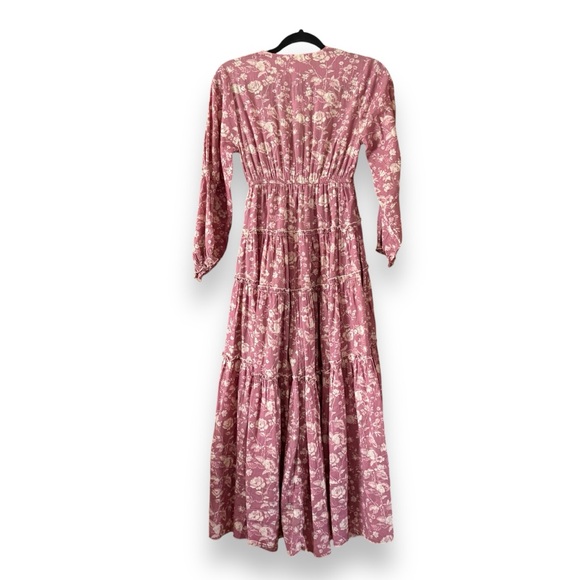 Free People Pappiet Midi Dress Pink Floral NWT Size XS Cottagecore Bohemian Boho - Picture 5 of 11